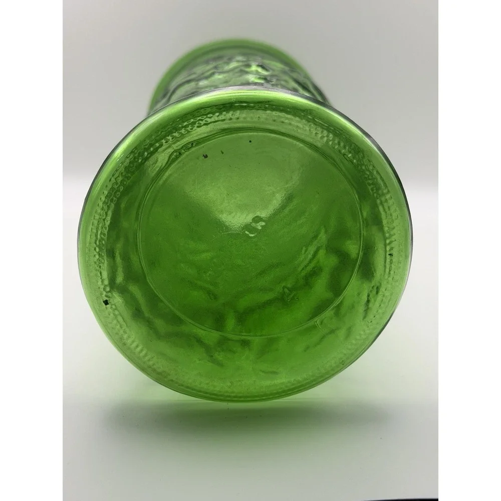Vintage Art Glass Vase‎ Green Lido Crinkle Tall Textured MCM 9.5